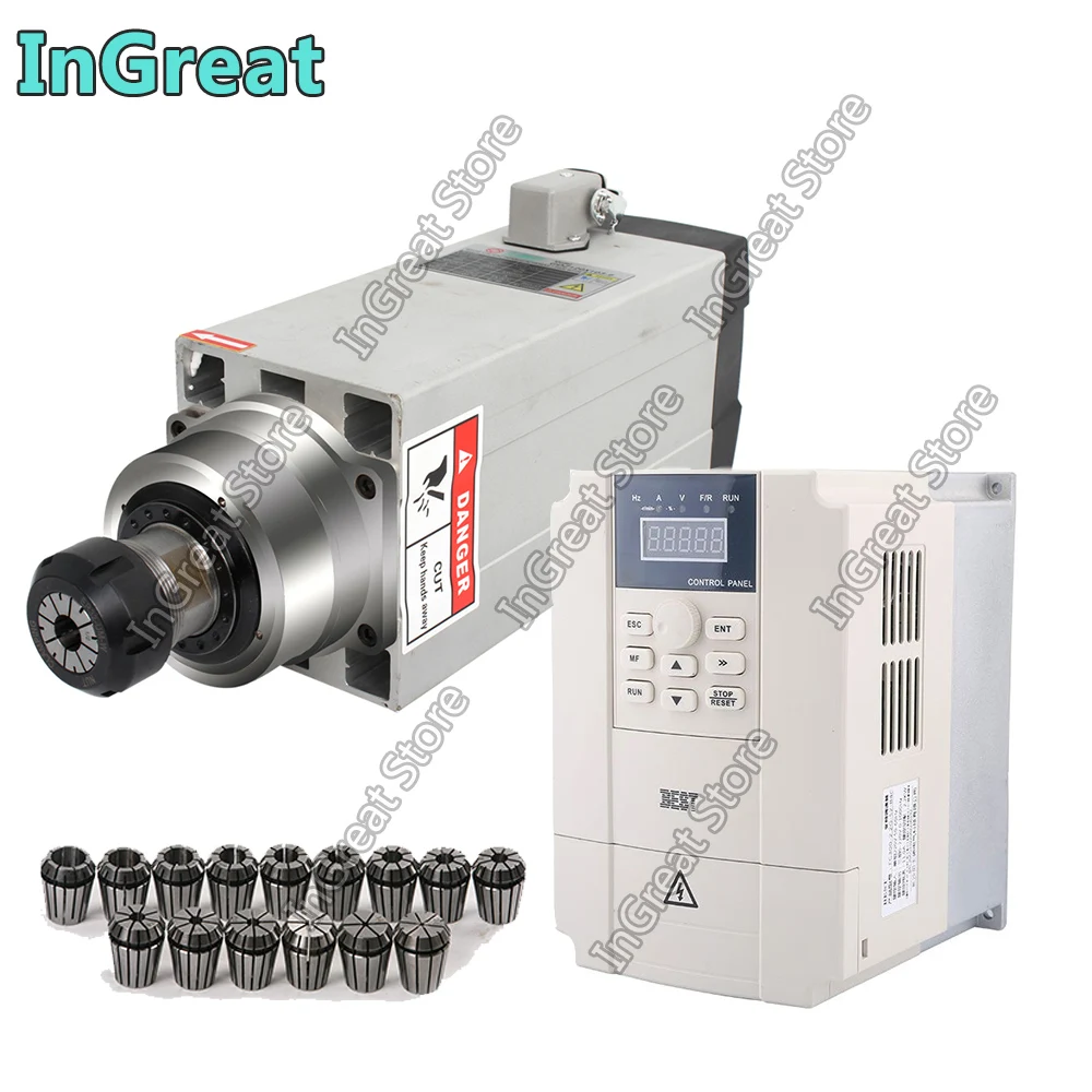 Квадратный вентилятор двигателя шпинделя переменного тока 220 кВт 3 л.с. 18000 в ER25 300