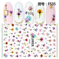 10pcs 3d simulation flower nail sticker rose flower and bird diy self adhesive nail art decoration decal