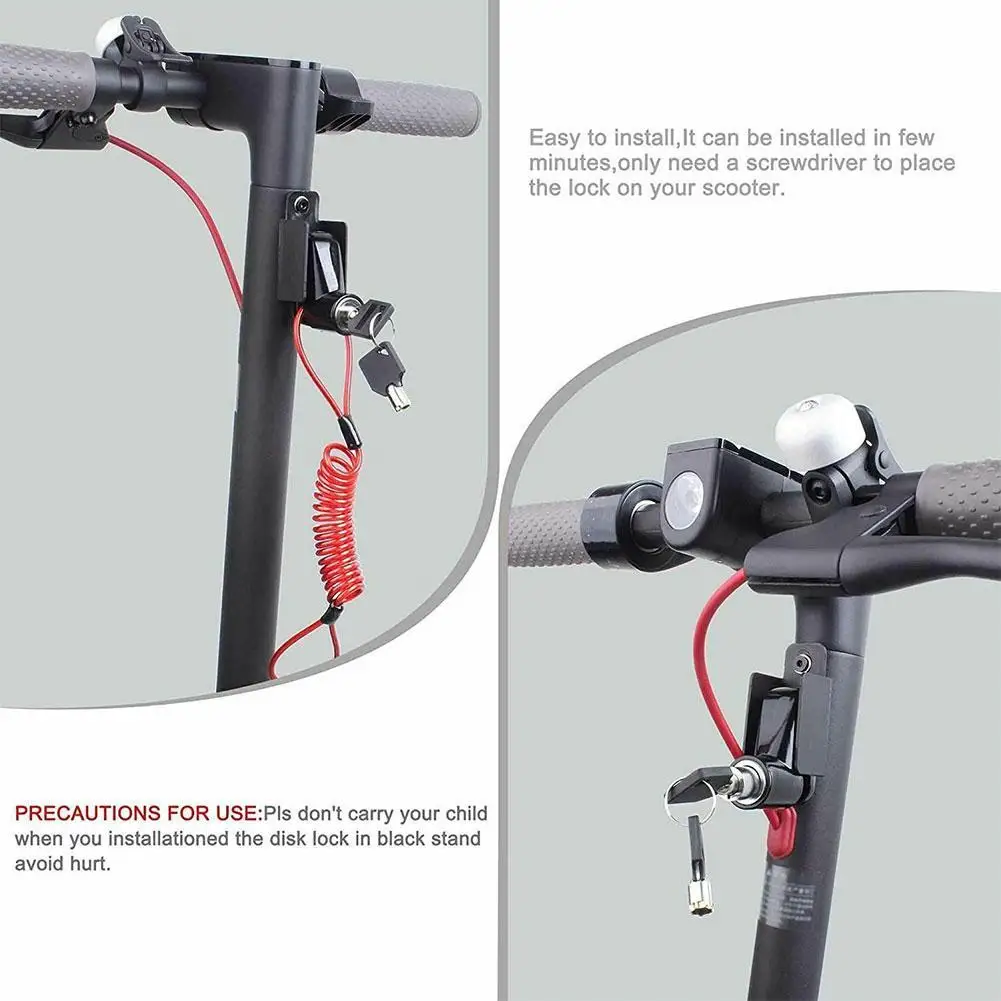Electric Scooter Lock Anti-theft Car Disc Brake Steel Wire Wheel With Reminder Rope | Спорт и развлечения