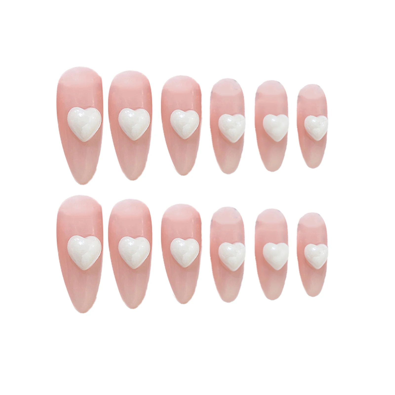 

24pcs Transparent Peach Heart Wear Long Paragraph Fashion Manicure Patch False Nails Save Time Wearable Nail Patch False Nails