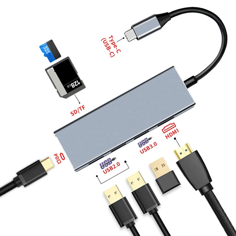 Металлическая док-станция USB Type C с 4K HDMI 3 0 SD/TF слотами для карт Поддержка PD Зарядка