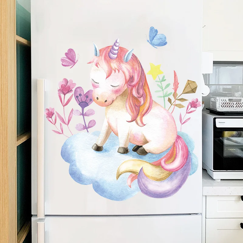 

Eyes Closed Unicorn Wall Stickers For Kids Room Background Wall Decor Removable Vinyl Wall Decals For Nursery Home Decor