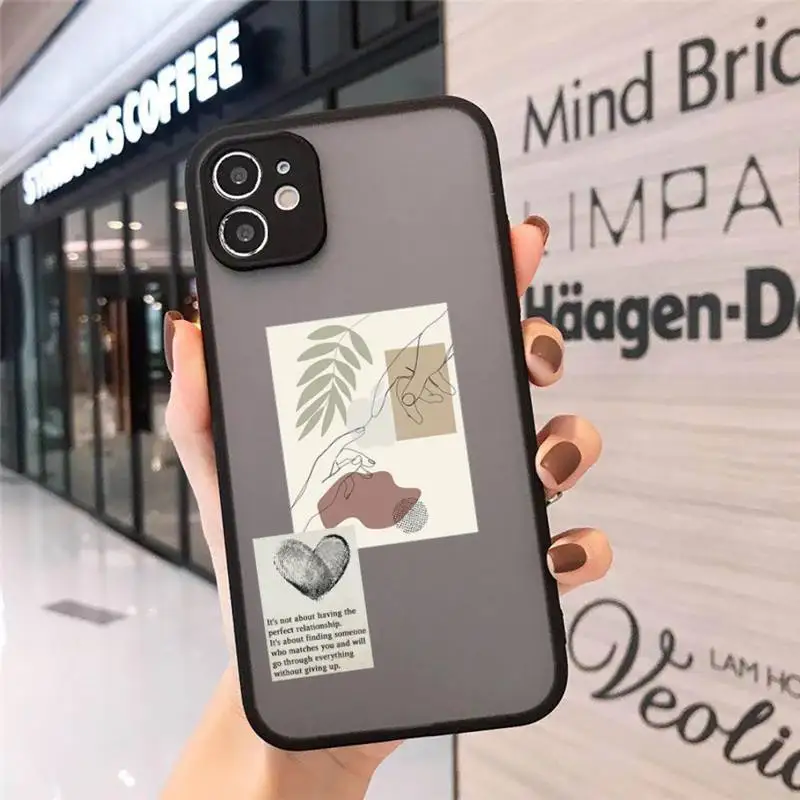 

Artistic Face Letter creativity Phone Cases Matte Transparent for iPhone 7 8 11 12 s mini pro X XS XR MAX Plus cover funda