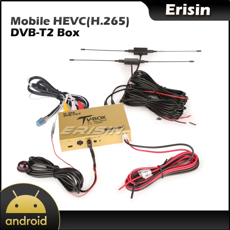 Erisin ES338-YB автомобильный мобильный цифровой ТВ коробка HD DVB-T2 приемник HEVC H.265 H.264 HDMI