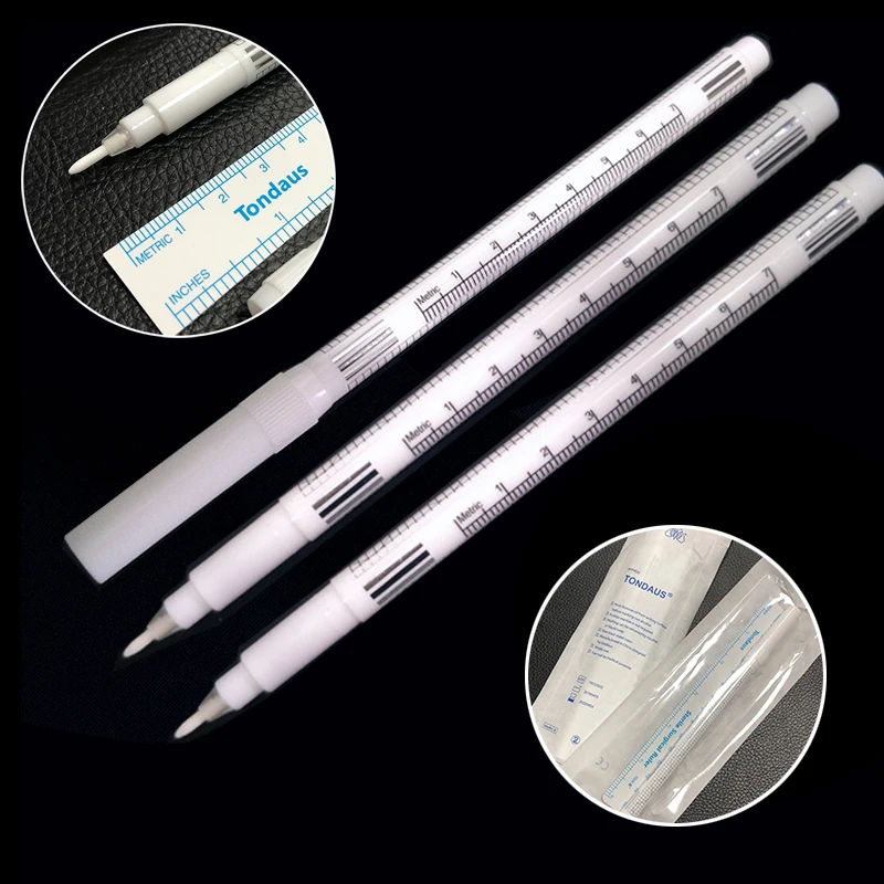 

2pcs/5pcs /10pcs White Surgical Eyebrow Tattoo Skin Marker Pen Pen With Measuring Ruler Microblading Positioning Tool Permanent