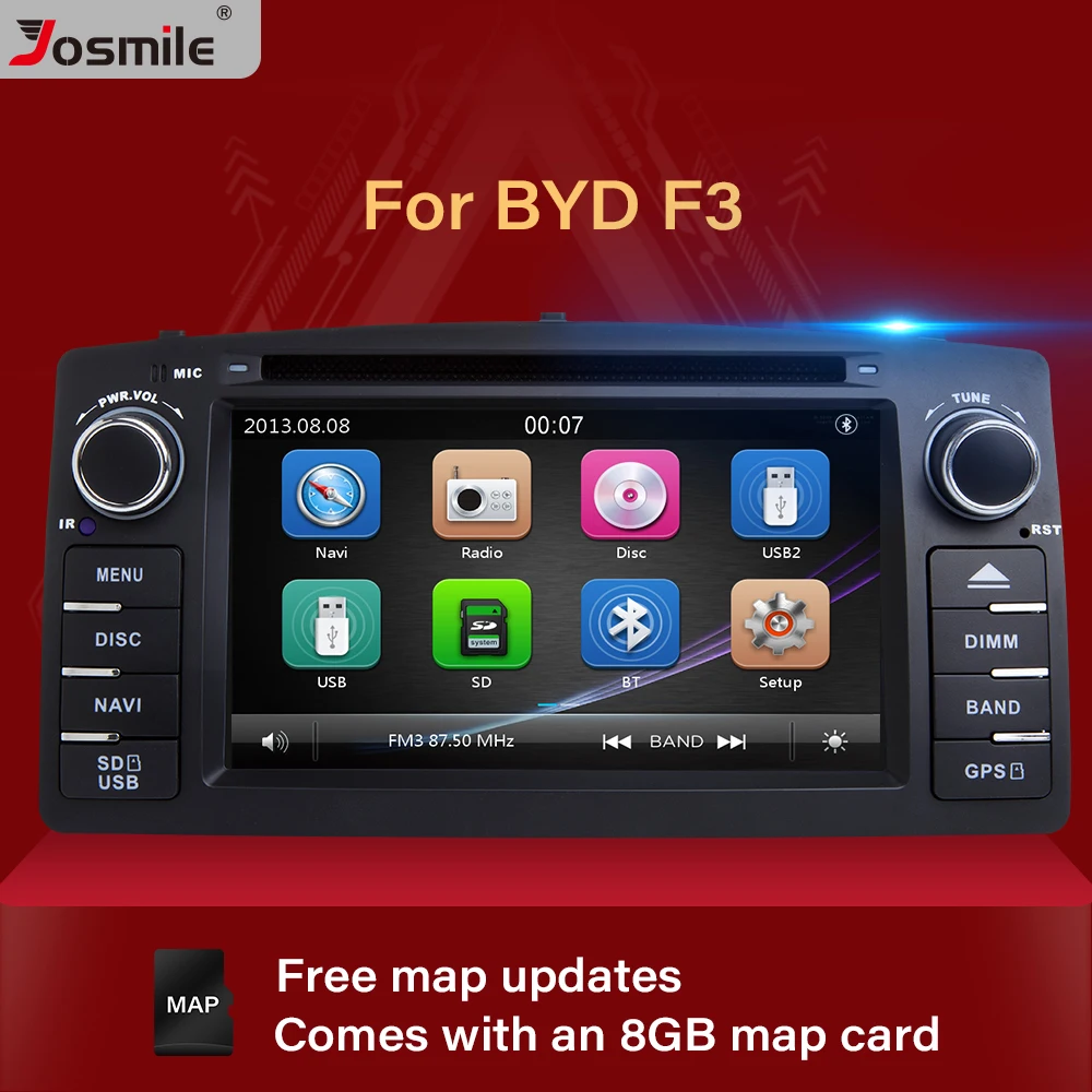 2 Din автомобильный DVD плеер Josmile для Toyota Corolla E120 BYD F3 2000 2005 2006 радио мультимедиа