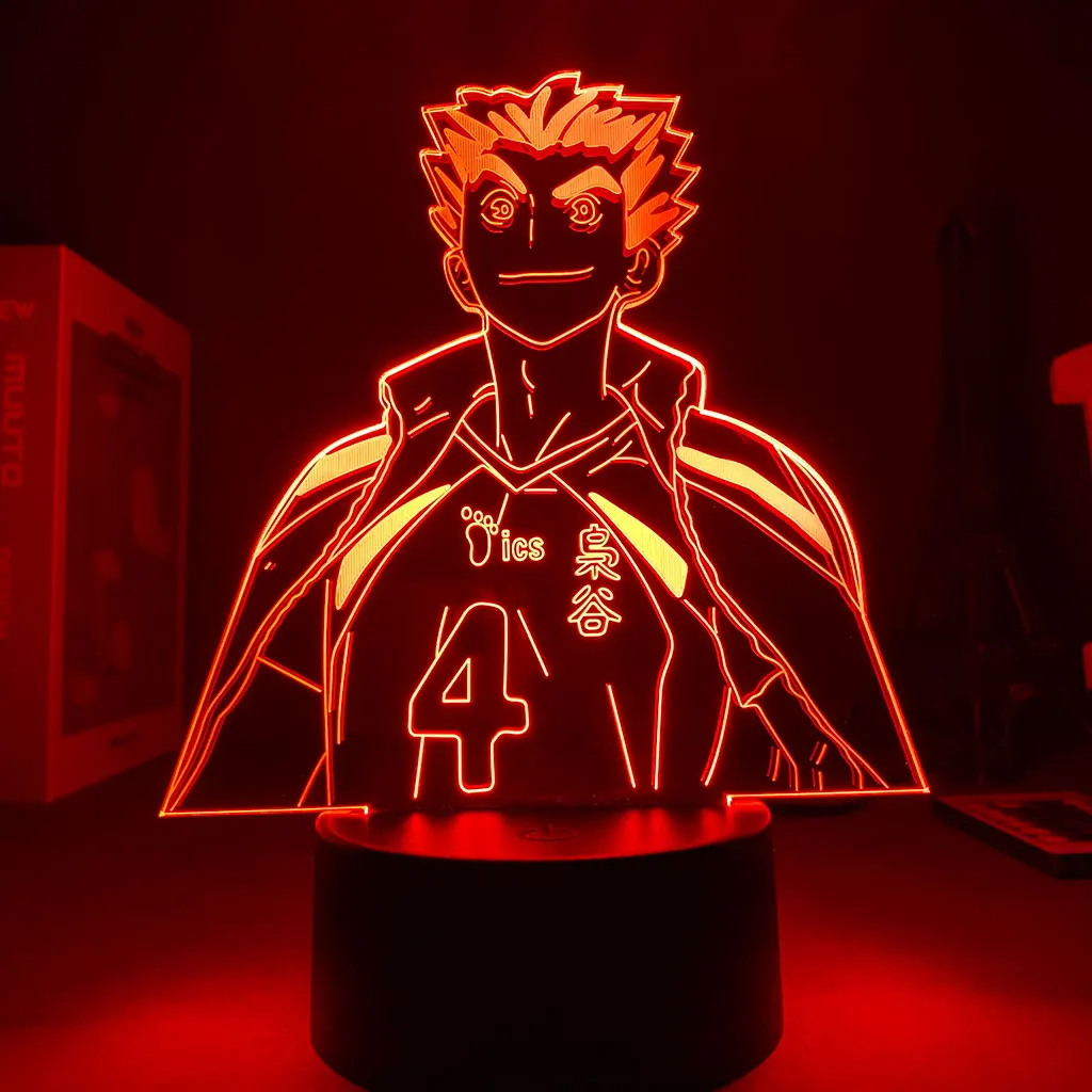 

3D лампа Аниме Фигурка Haikyuu манга Koutarou Bokuto День Святого Валентина подарок праздничное освещение украшение спальня ночник для детей