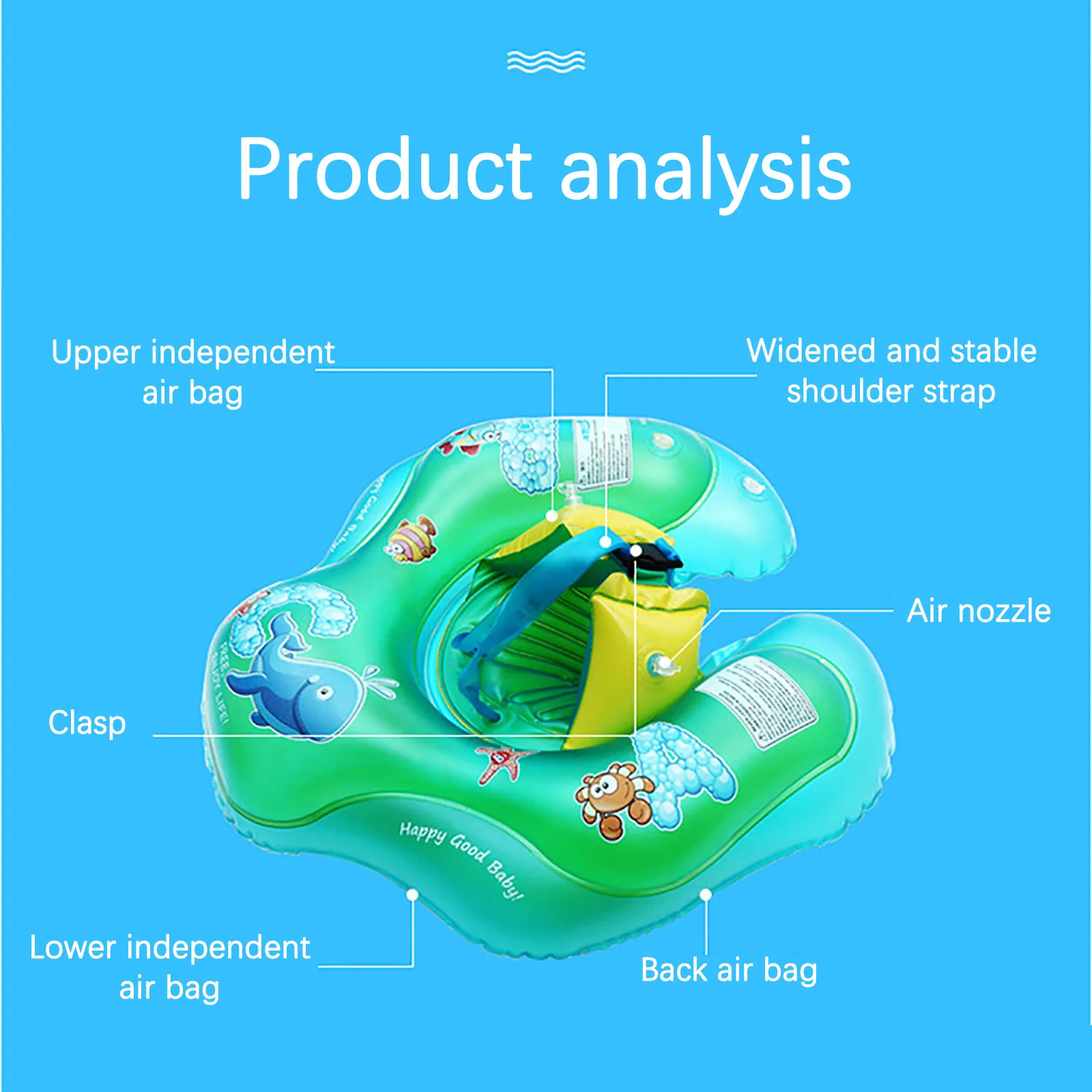 

Infant Baby Swimming Ring Children's Lying Ring Swimming Ring Newborn Double Airbag Anti-Turnover Inflatable Lifebuoy