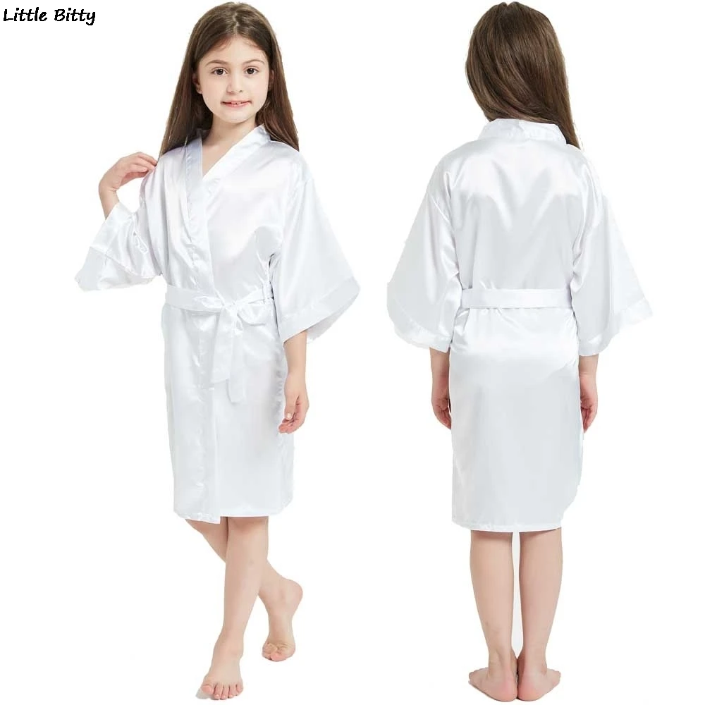 Wedding Party Robes for Girls Children Satin Pajamas Teen Sleepwear Bathrobes Silk Kimono Kids | Детская одежда и обувь