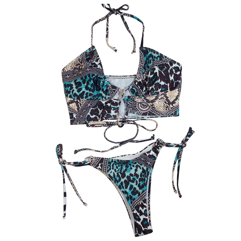

Sexy Brazilian Thong Bikini Mujer Swimwear Women 2021 Leopard Bandage Swimsuit Micro Bikini Set Summer Beachwear Bathing Suit