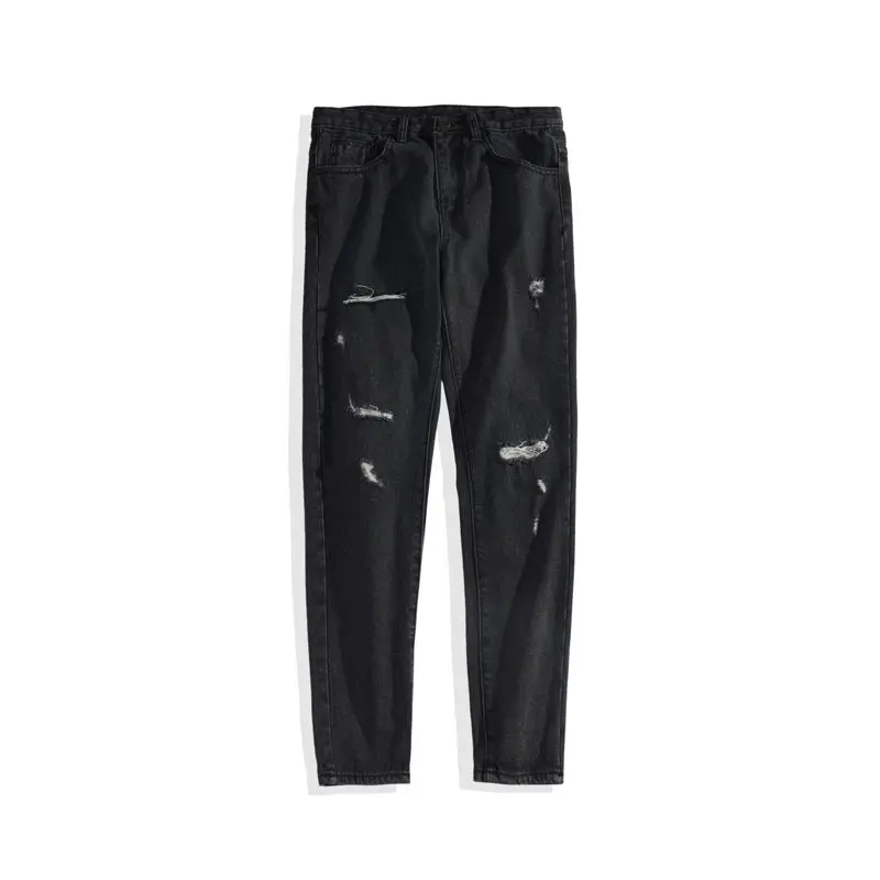 

Men jeans Spring and Autumn Hole denim pant Loose Straight Baggy men's jeans Streetwear Casual All-match Pants Neutral trousers