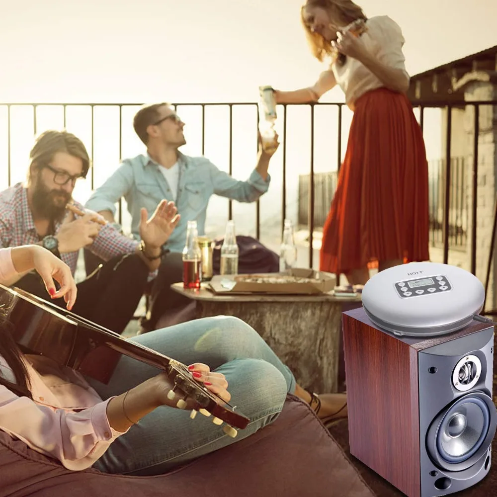 HOTT портативный персональный Bluetooth CD-плеер поддерживает разъем для наушников, светодиодный дисплей, анти-пропуск музыки подходит для прослушивания музыки