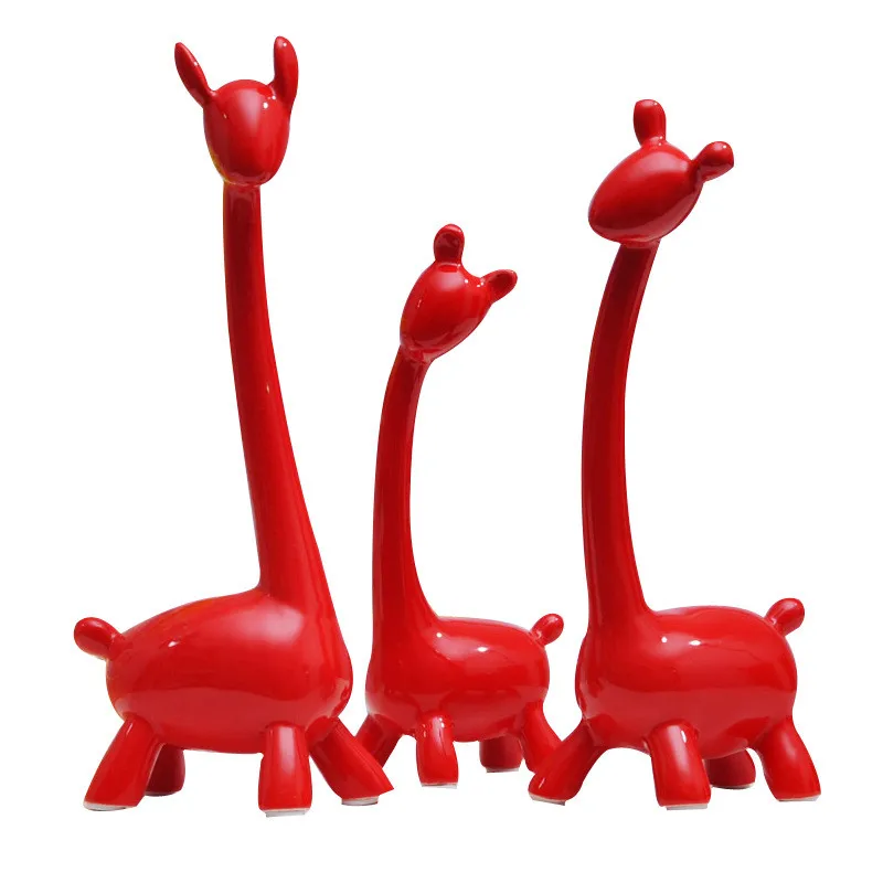 

Home Decorations Red Giraffe Statue Handmade Ceramics Creative Crafts Wedding Decoration Living Room Home Decoration Gifts