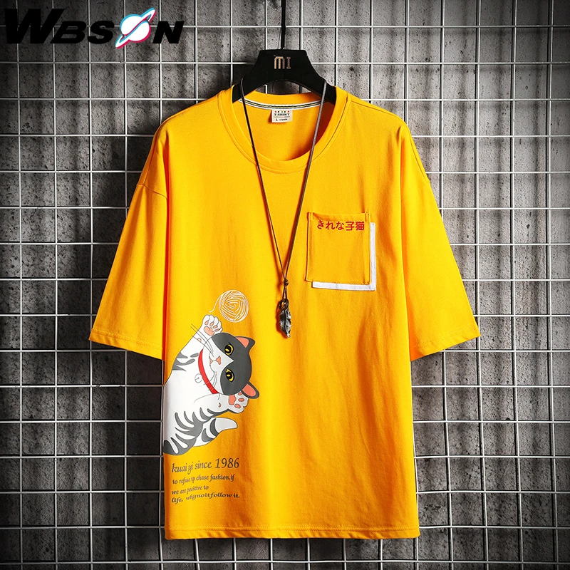 Мужская футболка с коротким рукавом Wbson из 100% хлопка принтом в японском стиле