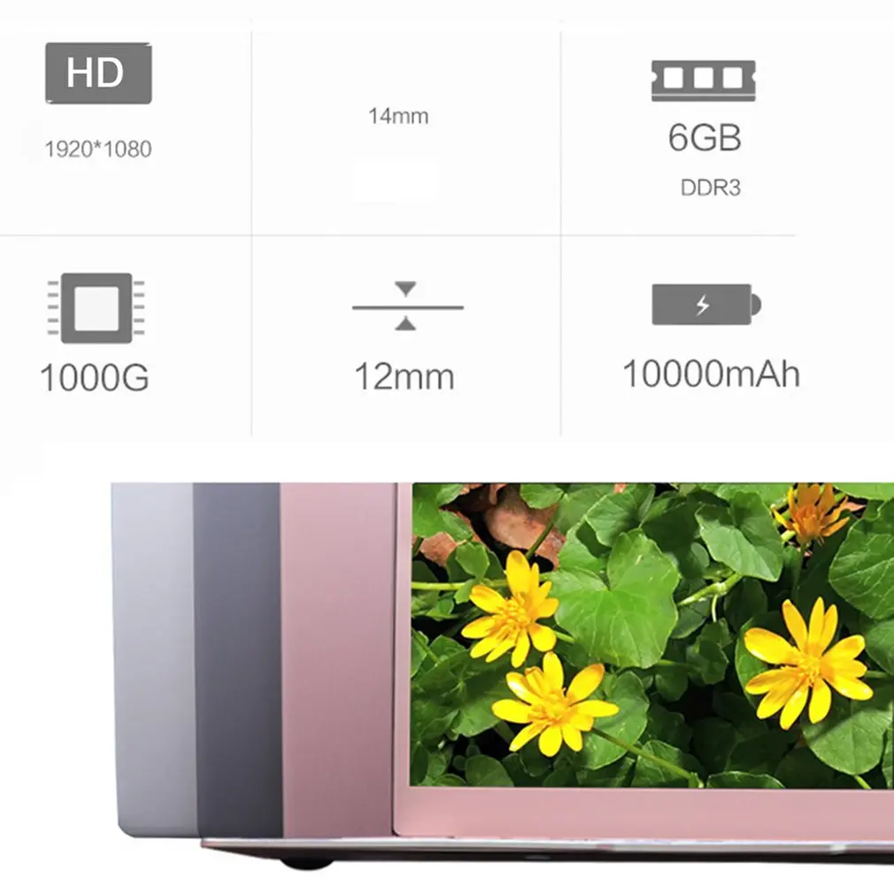 Ultra-thin Laptop PC 14.1-inch Netbook 1366*768P Display pixel 2GB+32GB for Windows10 EU/AU socket