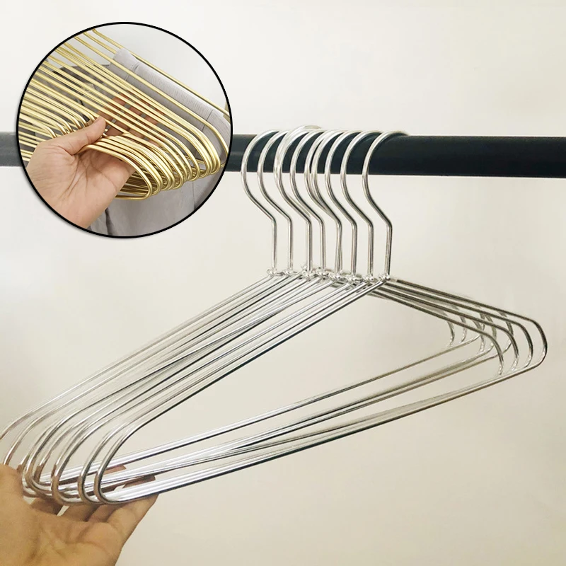 

Newly 10 pcs Clothes Hangers Heavy Duty Metal Strong Non-Slip Clothing Coat Hanger For Bedroom