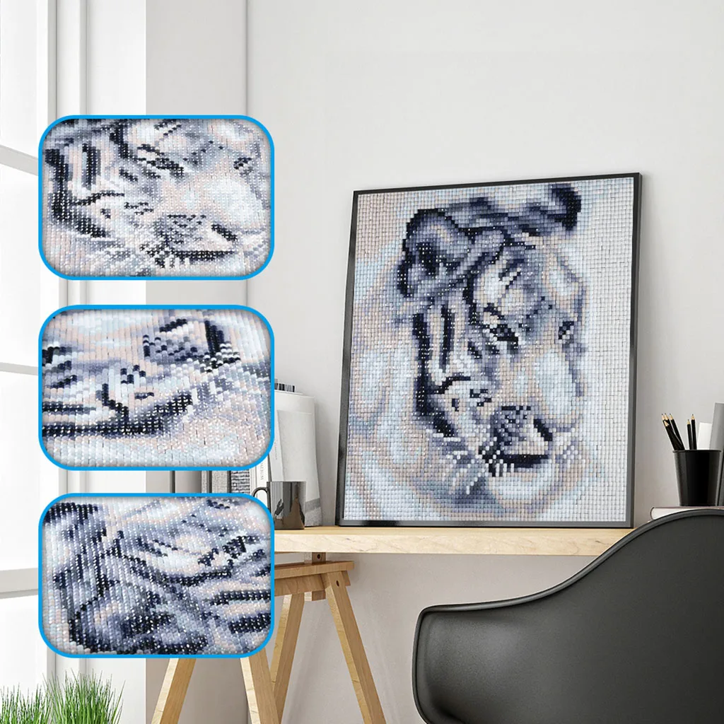 Алмазная вышивка с животными 5D DIY бриллиантовый рисунок Рождество wihte tiger Cross Stitch