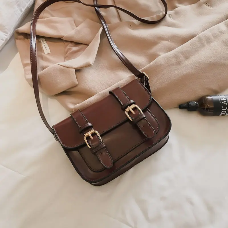 

Маленькая сумка-Кроссбоди с клапаном для женщин, винтажная коричневая Черная Женская сумка-мессенджер из искусственной кожи с застежкой
