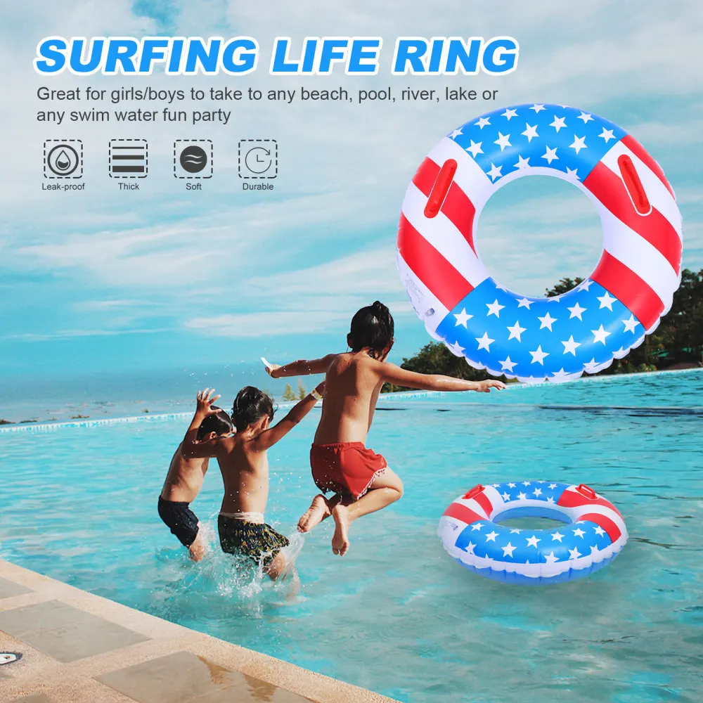 

1pc Independence Day Swimming Ring Pool River Beach PVC Inflatable Swim Ring