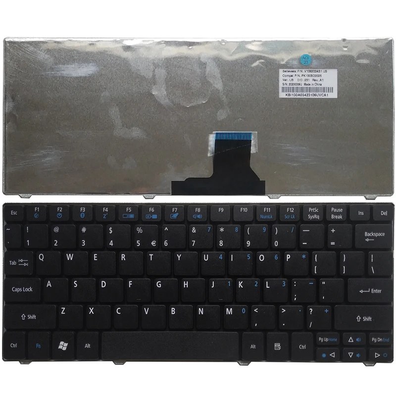 Новая английская клавиатура для ноутбука Acer ONE 1810 1810TZ 1810TG 1830T 8172 1551 3935 AO751H P1VE6 521, черная английская клавиатура