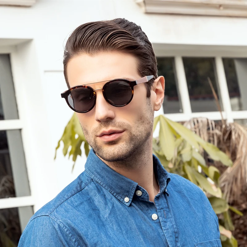 LONSY Винтажные Солнцезащитные очки из ацетата и дерева UV400 поляризационные для