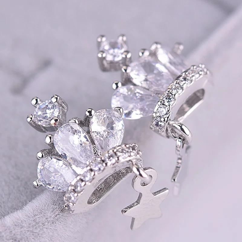 Серьги мозаика CZ Циркон Корона серьги гвоздики со звёздочками для Для женщин