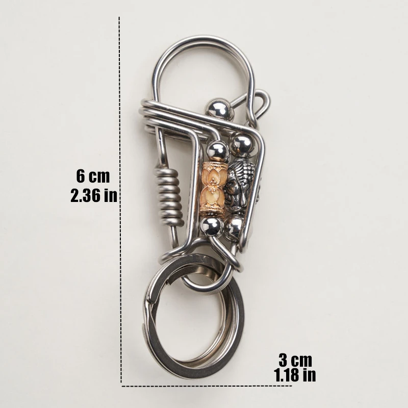 Брелок для ключей ручной работы ретро Статуя Будды из нержавеющей стали