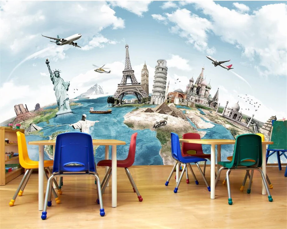 

3DBEIBEHANG Custom wallpaper 3D murals high-end European travel around the world earth classic architectural background wall