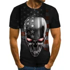 Мужская дышащая футболка в стиле панк, с 3D-принтом черепа, впитывающая пот, модный трендовый топ с круглым вырезом, уличная одежда, лидер продаж