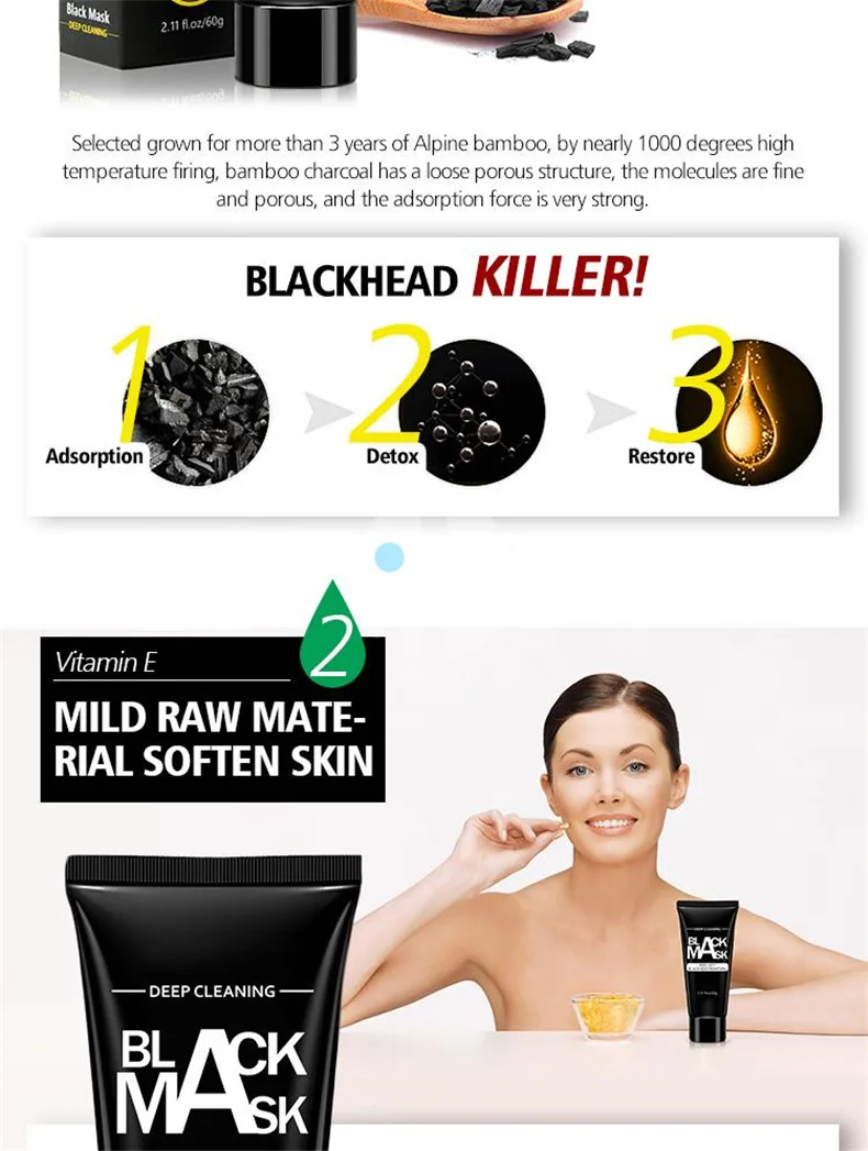Шелушиться черная маска blackhead удаление Уход за лицом полоски для носа бамбуковый уголь черный горошек маски акне для удаления пятен Очищение LH