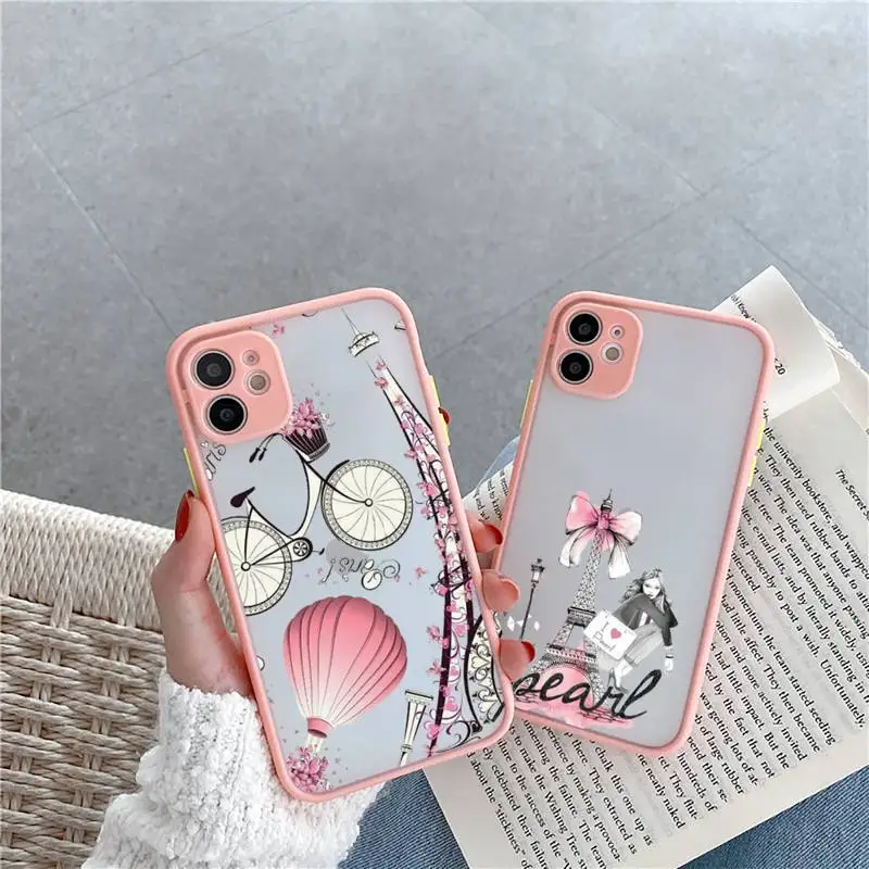 

Paris Vogue girl Phone Cases Matte transparent For Pink iPhone 12 Mini 11 Pro XR XS Max 7 8 Plus X Back Cover