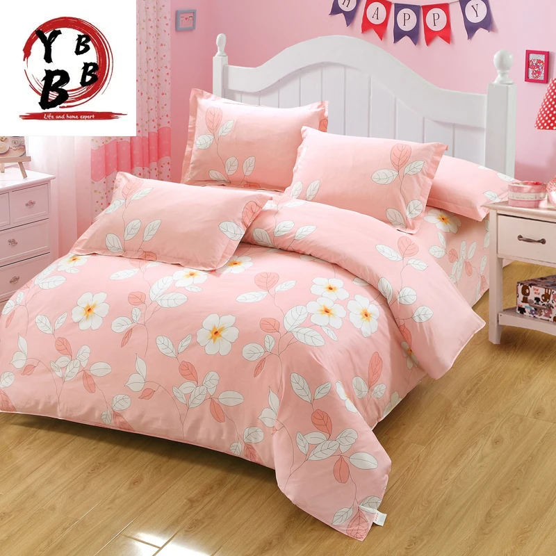 

New pattern Flower pink Bedding Set 4/3pcs Comfortable Bed Sheets Duvet Cover quilt cover soft bedclothes Home textiles