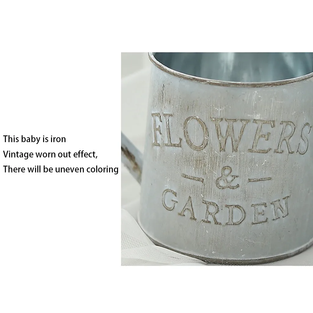 Винтажный металлический железный бочонок ретро цветочный горшок ведро