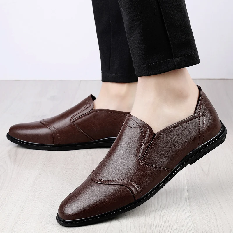 

Man Loafers 2021 Summer Autumn Men's Leather Shoes Slip on Design Casual Boat Footwear Flats Moccasins Soft Breathable