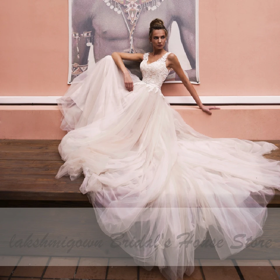 Свадебное платье в стиле бохо Пляжное Платье из тюля 2020 свадебное с открытой