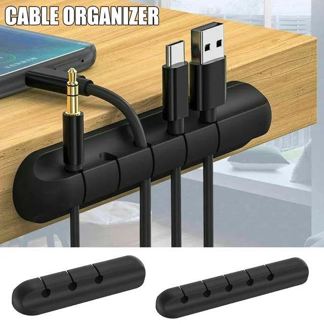 Cable Organizer Silicone USB Cable Winder Desktop Tidy Management Clips Desktop Cables Organizer PUO88 1