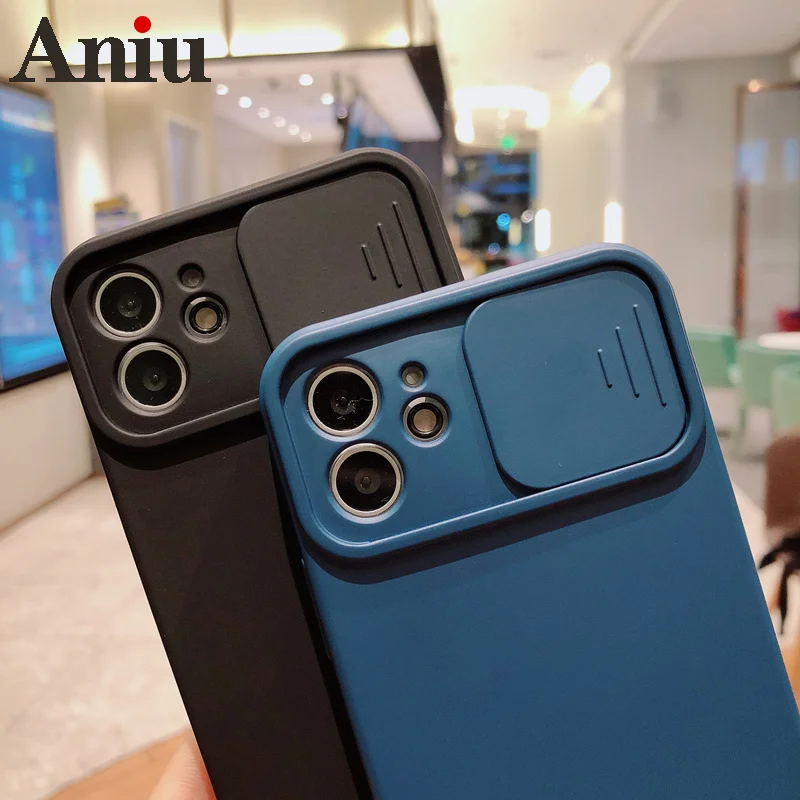 

Camera Lens Protection Liquid Silicone Case on For iPhone 11 12 Pro Max 8 7 6 6s Plus Xr Xs Max X 13 12 Lens push and Pull Cover