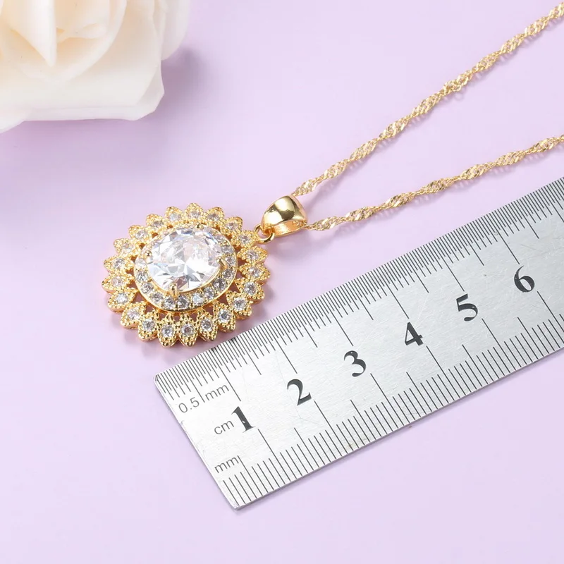 Африканский Свадебный комплект ювелирных изделий с подсолнухом белым камнем CZ