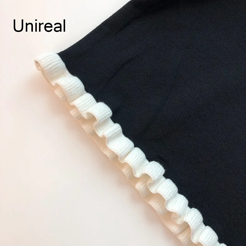 

Unireal 2020 Autumn Winter Women Sweater Dress Black Cute Warm Knitted Dress