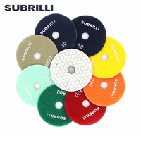 subrilli 4 dry polishing pads 8pcs flexible diamond polish wheel resin bond sharp type sanding disc for granite marble ceramic