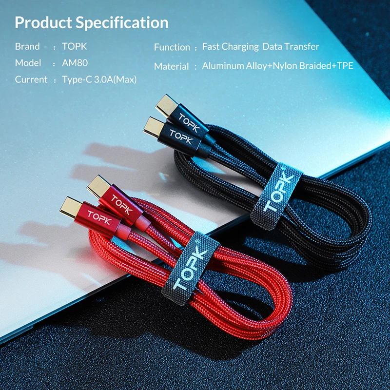 TOPK кабель Переходник USB C на с разъемом типа для Samsung S20 PD 60 Вт MacBook Pro iPad Pro2020 Quick Charge 4