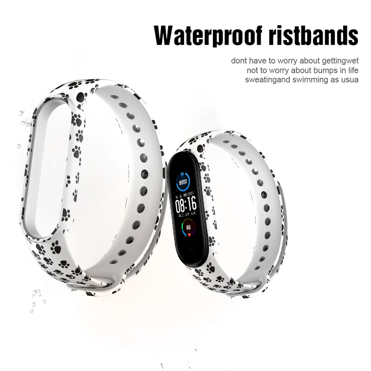 Силиконовый ремешок для Xiaomi Mi Band 6 5 спортивный браслет сменный водонепроницаемый