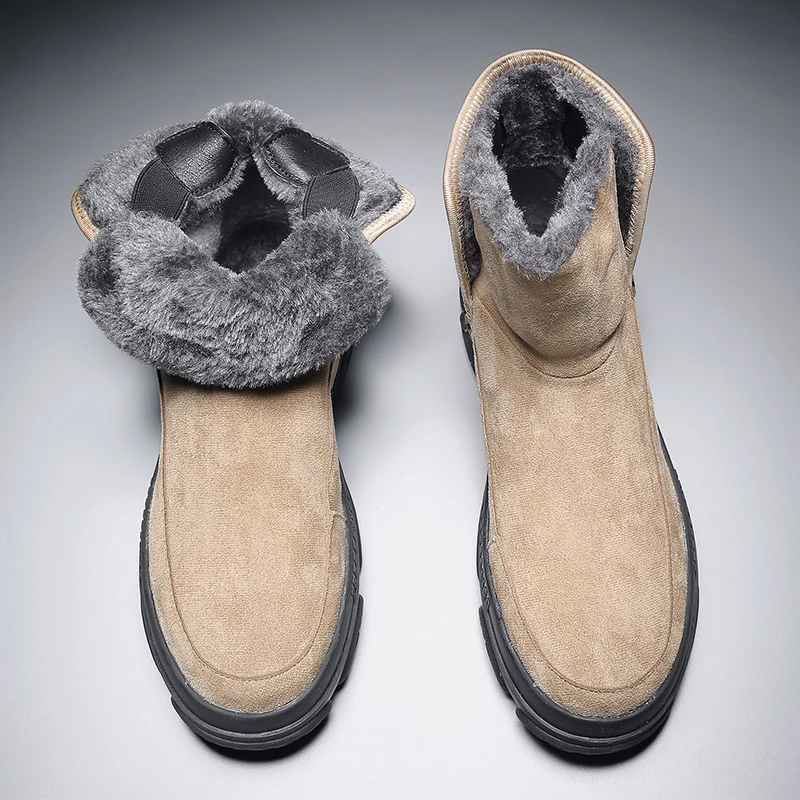 Модные мужские зимние ботинки до лодыжки теплые меховые Мужская Уличная