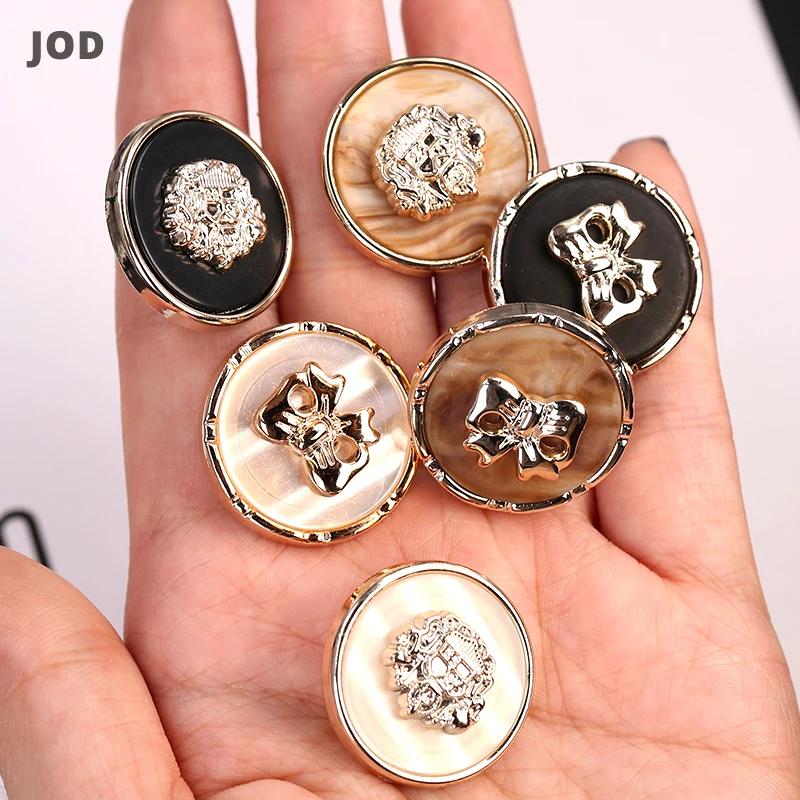 6 шт. Золотые пластиковые пуговицы для одежды костюм Женское пальто Декоративная