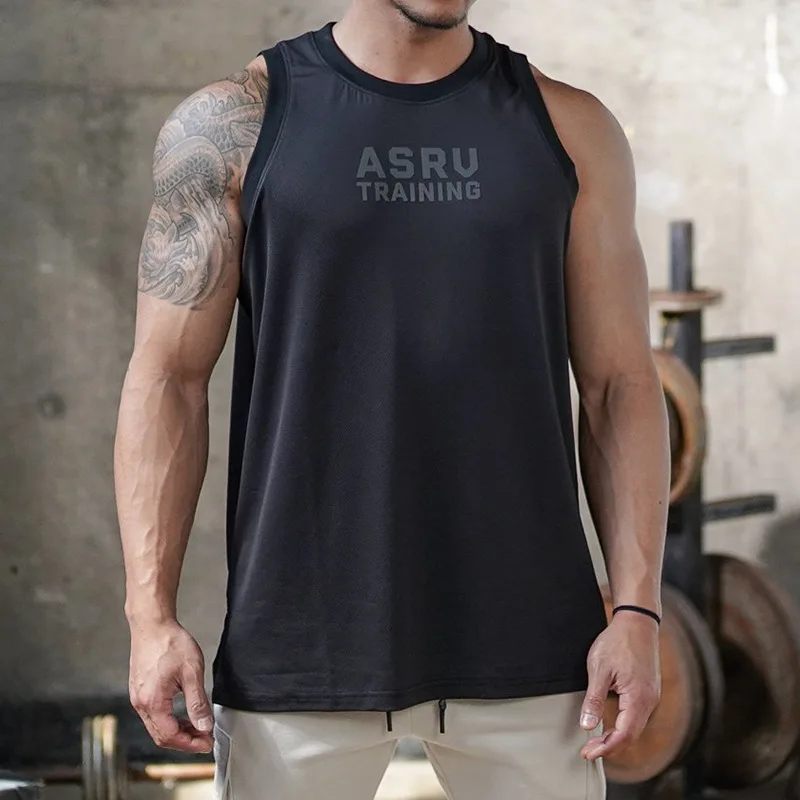 

Summer New Men's Vest Loose Round Neck Mesh Quickdrying Sports Fitness Clothing Training Tide Brand Basketball Clothing Gym Top