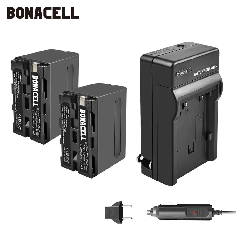 Bonacell 7,2 V 8700 мА/ч, NP-F960 NP-F970 NP F960 F970 F950 Батарея+ Зарядное устройство для sony PLM-100 CCD-TRV35 MVC-FD91 MC1500C L50 - Цвет: 2 Pack Battery