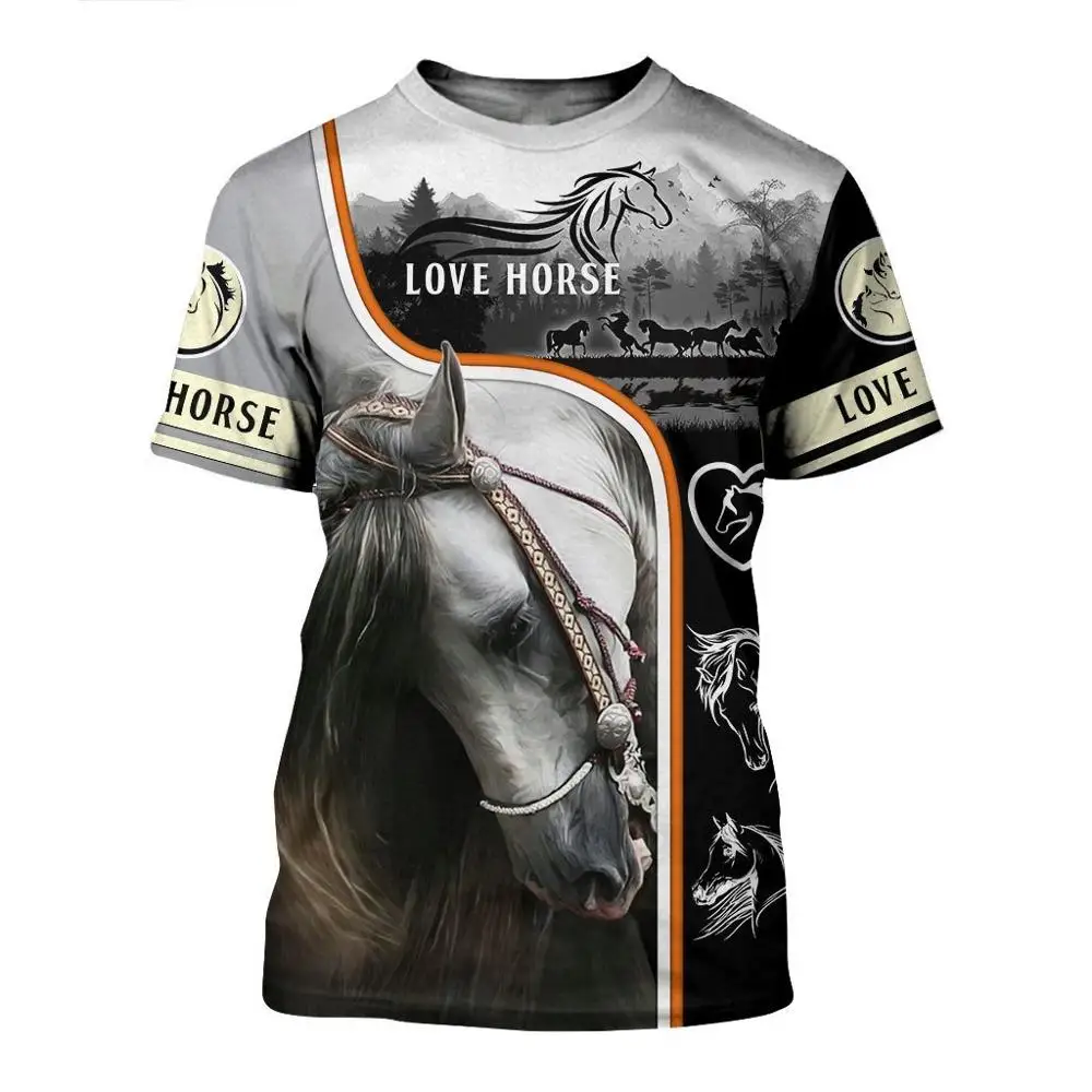 

Summer Men t-shirt Beautiful Love Horse 3D Printed T-Shirt Harajuku Casual short Sleeve Tee shirts Unisex tops QDL013