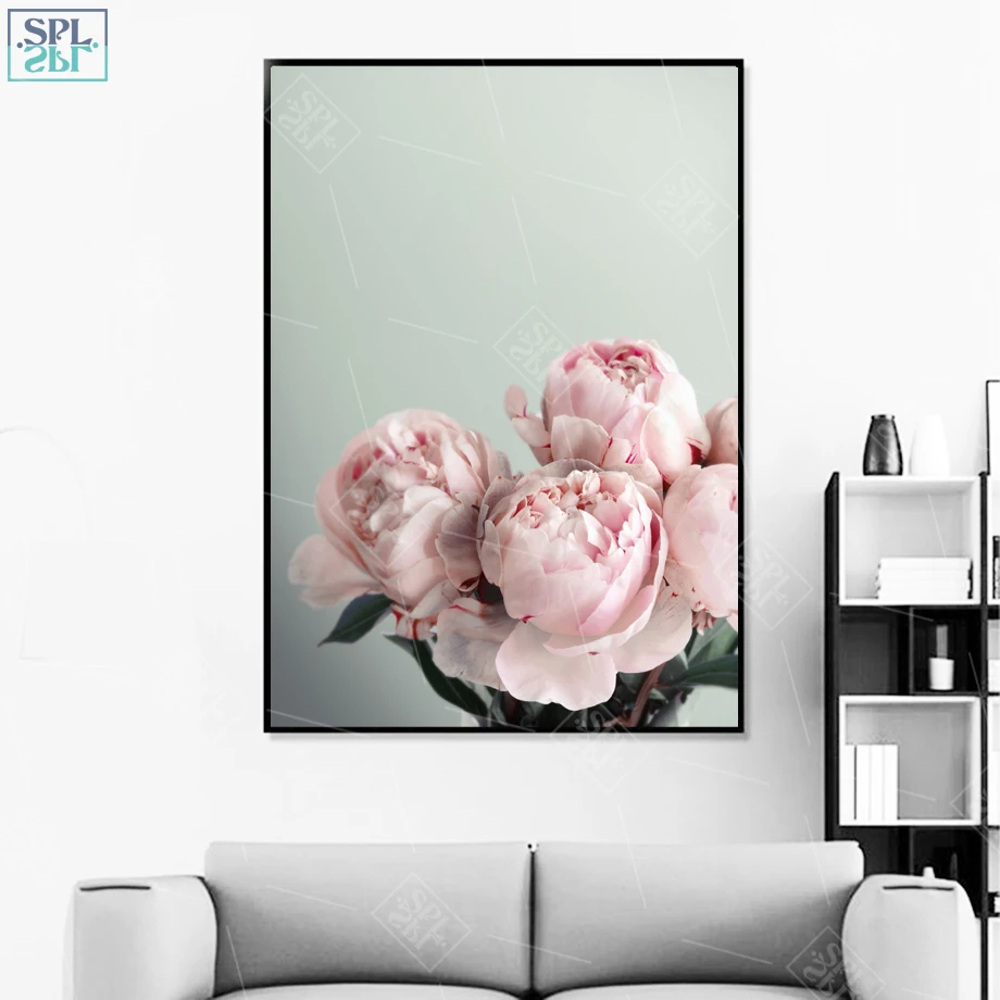SPLSPL современный классический розовый пион холст картина стены художественные