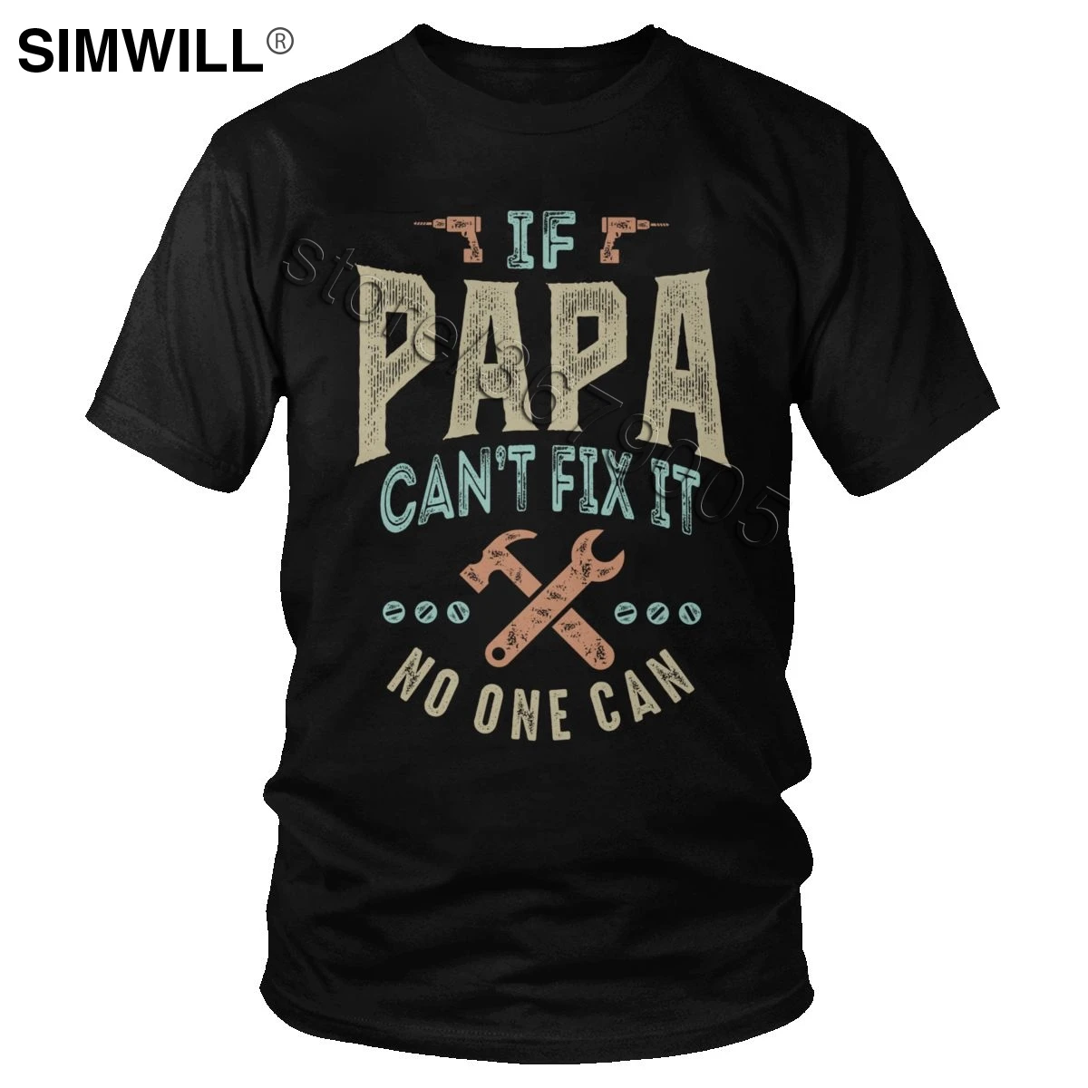 

Vintage If Papa Can't Fix It No One Can Tshirt Fashion Cotton T Shirt Gift for Father Dad T-Shirt Short Sleeved Printed Tops Tee