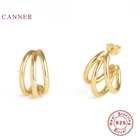 Женские серьги-пусеты с тремя когтями CANNER, светильник из 100% стерлингового серебра 925 пробы, Ювелирное Украшение